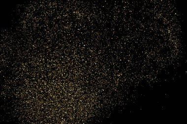 Altın glitter doku siyah izole. Amber parçacıklar renk. Kutlama arka plan. Altın patlama konfeti. Vektör çizim, eps 10.