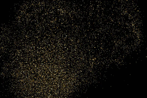 Altın glitter doku siyah izole. Amber parçacıklar renk. Kutlama arka plan. Altın patlama konfeti. Vektör çizim, eps 10.
