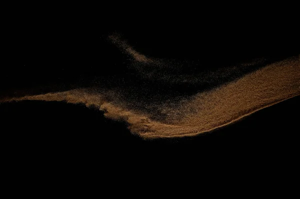 黒い背景で隔離された砂の波 概要砂砂丘 — ストック写真