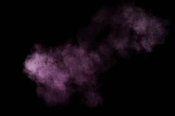 Explosión Polvo Púrpura Sobre Fondo Negro Nube Polvo Colores Polvo —  Fotos de Stock