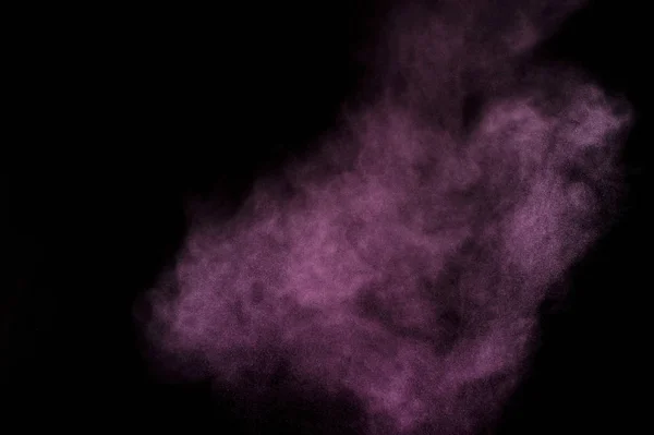Μωβ Σκόνη Έκρηξη Μαύρο Φόντο Χρώμα Σκόνη Σύννεφο Πολύχρωμο Σκόνη — Φωτογραφία Αρχείου