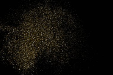 Altın glitter doku siyah izole. Amber parçacıklar renk. Kutlama arka plan. Altın patlama konfeti. Vektör çizim, eps 10.