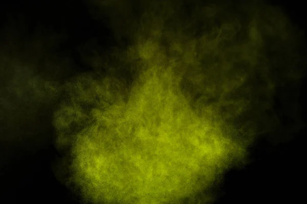 Explosion Poudre Vert Clair Sur Fond Noir Nuage Poudre Colorée — Photo
