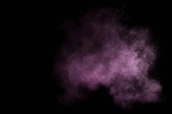 Explosion Lila Pulvers Auf Schwarzem Hintergrund Farbige Puderwolke Bunter Staub — Stockfoto