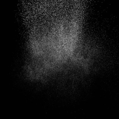 Kare siyah bir zemin üzerine su sıçramalarına soyut. Beyaz parçacıkların hareket dondurmak. Yağmur, kar doku yerleşimi.. 