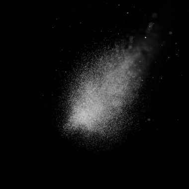 Kare siyah bir zemin üzerine su sıçramalarına soyut. Beyaz parçacıkların hareket dondurmak. Yağmur, kar doku yerleşimi.. 