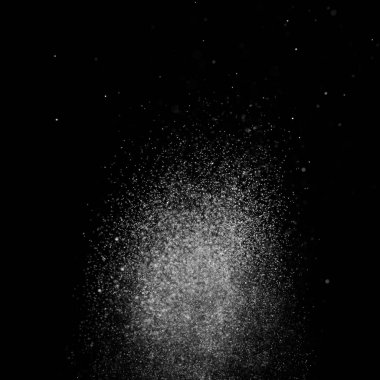 Kare siyah bir zemin üzerine su sıçramalarına soyut. Beyaz parçacıkların hareket dondurmak. Yağmur, kar doku yerleşimi.. 