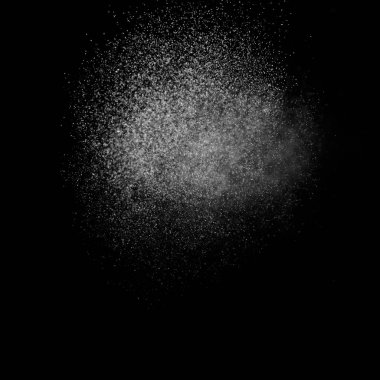 Kare siyah bir zemin üzerine su sıçramalarına soyut. Beyaz parçacıkların hareket dondurmak. Yağmur, kar doku yerleşimi.. 