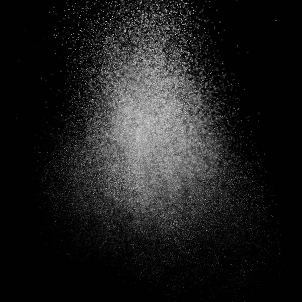 Kare siyah bir zemin üzerine su sıçramalarına soyut. Beyaz parçacıkların hareket dondurmak. Yağmur, kar doku yerleşimi.. 