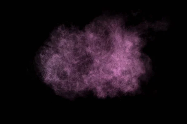 Proszek Fioletowy Wybuch Czarnym Tle Kolorowy Proszek Chmura Kolorowy Pyły — Zdjęcie stockowe