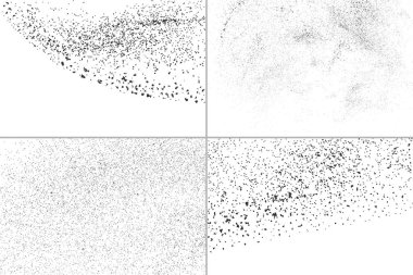 Vektör doku ayarlayın. Beyaz arka plan üzerinde izole soyut grenli doku ayarlayın. Tozlu tahıl doku ayarlayın. Vektör çizim, eps 10.