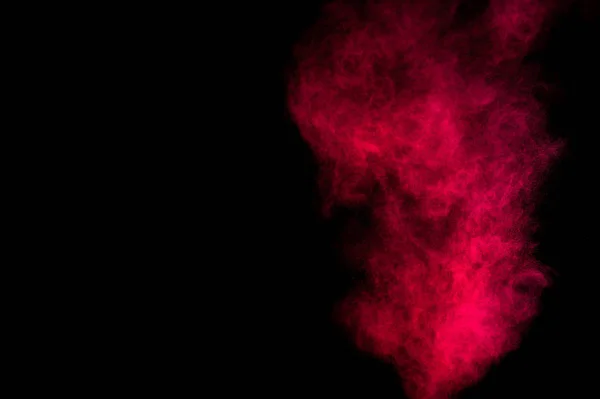 Červené Růžové Prášek Exploze Černém Pozadí Barevný Prášek Mrak Barevný — Stock fotografie