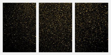 Altın glitter doku siyah izole. Amber parçacıklar renk. Kutlama arka plan. Altın patlama konfeti. Vektör çizim, eps 10 ayarla.