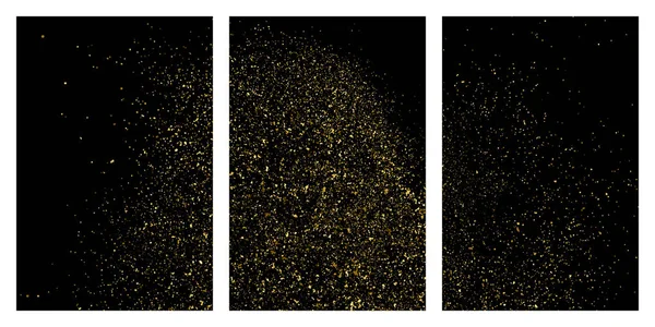 Gold Glitzertextur Isoliert Auf Schwarz Bernstein Teilchen Farbe Feierlicher Hintergrund — Stockvektor