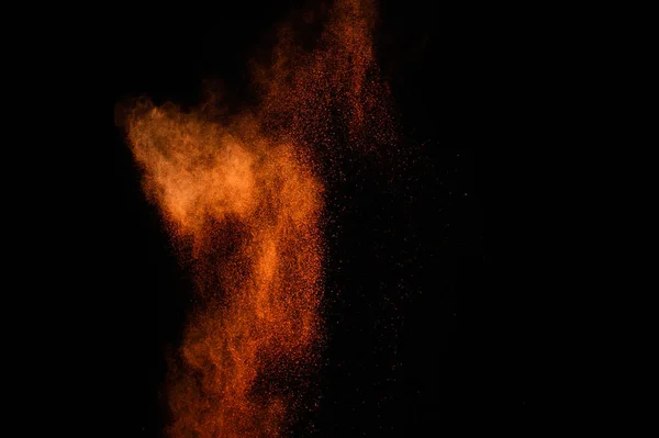 Explosión Polvo Naranja Sobre Fondo Negro Nube Polvo Colores Polvo — Foto de Stock