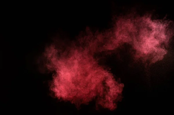 Explosión Polvo Rojo Rosa Sobre Fondo Negro Nube Polvo Colores — Foto de Stock