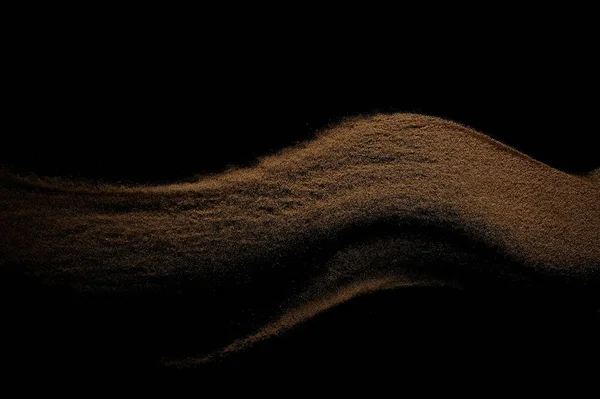 Zandgolf Geïsoleerd Zwarte Achtergrond Abstract Zandduin — Stockfoto