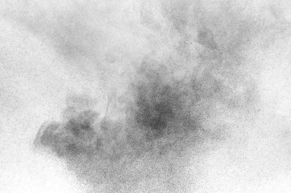 Explosion Particules Noires Isolées Sur Fond Blanc Texture Abstraite Recouvrement — Photo