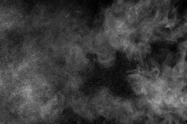 Gefrierbewegung Weißer Teilchen Auf Schwarzem Hintergrund Pulverexplosion Abstrakte Staubüberlagerung — Stockfoto