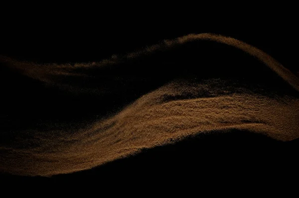 Αμμώδες Κύμα Απομονωμένο Μαύρο Φόντο Αφηρημένος Αμμόλοφος — Φωτογραφία Αρχείου