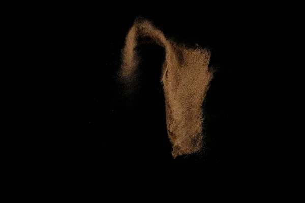 Αμμώδης Έκρηξη Απομονωμένη Μαύρο Φόντο Αφηρημένο Σύννεφο Άμμου — Φωτογραφία Αρχείου