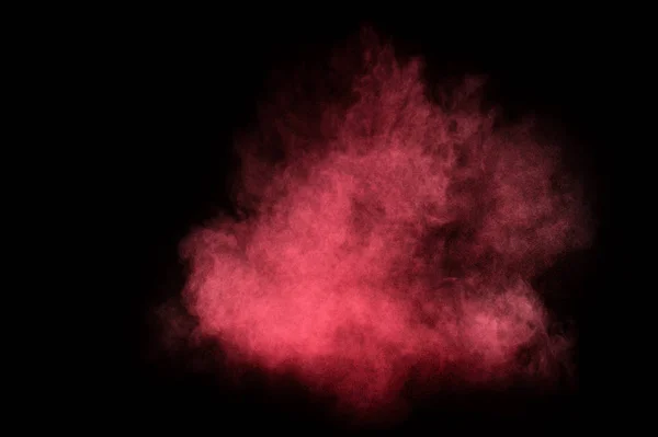 Rode Roze Poeder Explosie Zwarte Achtergrond Gekleurde Poeder Wolk Kleurrijke — Stockfoto