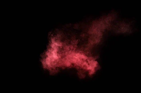 Explosión Polvo Rojo Rosa Sobre Fondo Negro Nube Polvo Colores — Foto de Stock