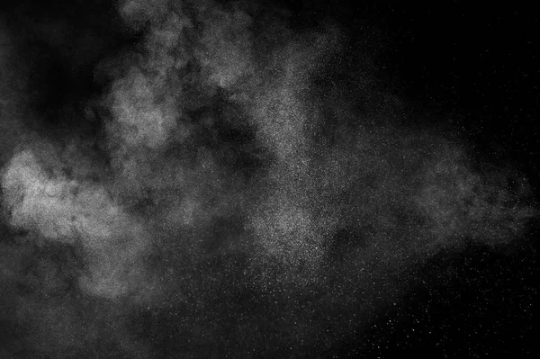 Siyah Arka Planda Beyaz Toz Patlaması Soyut Beyaz Toz Dokusu — Stok fotoğraf