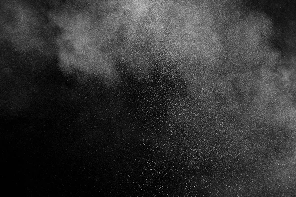Witte Poeder Explosie Zwarte Achtergrond Abstracte Witte Stofstructuur — Stockfoto