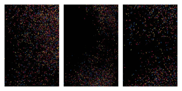 Explosão Colorida Confete Grainy Abstrato Textura Multicolorida Isolado Fundo Preto — Vetor de Stock