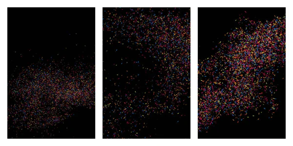 Explosão Colorida Confete Grainy Abstrato Textura Multicolorida Isolado Fundo Preto — Vetor de Stock
