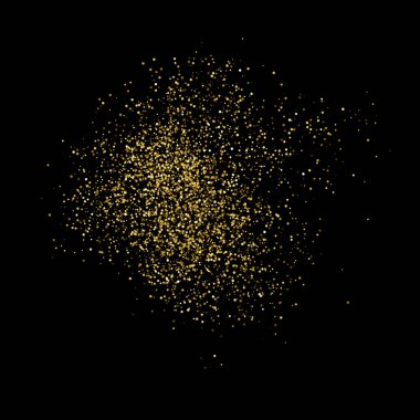 Altın glitter doku siyah izole. Amber parçacıklar renk. Kutlama arka plan. Altın patlama konfeti. Vektör çizim, eps 10.