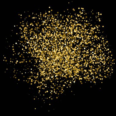 Altın glitter doku siyah izole. Amber parçacıklar renk. Kutlama arka plan. Altın patlama konfeti. Vektör çizim, eps 10.