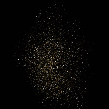 Altın glitter doku siyah izole. Amber parçacıklar renk. Kutlama arka plan. Altın patlama konfeti. Vektör çizim, eps 10.