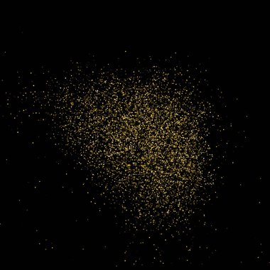 Altın glitter doku siyah izole. Amber parçacıklar renk. Kutlama arka plan. Altın patlama konfeti. Vektör çizim, eps 10.