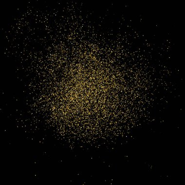 Altın glitter doku siyah izole. Amber parçacıklar renk. Kutlama arka plan. Altın patlama konfeti. Vektör çizim, eps 10.