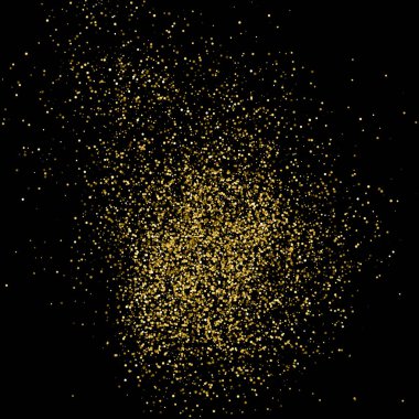 Altın glitter doku siyah izole. Amber parçacıklar renk. Kutlama arka plan. Altın patlama konfeti. Vektör çizim, eps 10.