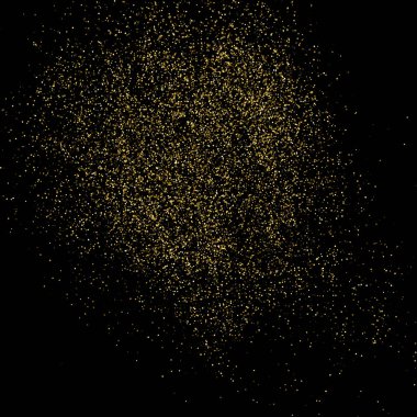 Altın glitter doku siyah izole. Amber parçacıklar renk. Kutlama arka plan. Altın patlama konfeti. Vektör çizim, eps 10.