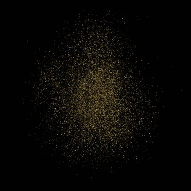 Altın glitter doku siyah izole. Amber parçacıklar renk. Kutlama arka plan. Altın patlama konfeti. Vektör çizim, eps 10.