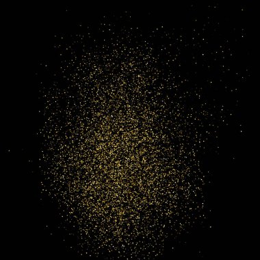 Altın glitter doku siyah izole. Amber parçacıklar renk. Kutlama arka plan. Altın patlama konfeti. Vektör çizim, eps 10.