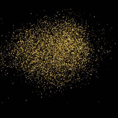Altın glitter doku siyah izole. Amber parçacıklar renk. Kutlama arka plan. Altın patlama konfeti. Vektör çizim, eps 10.