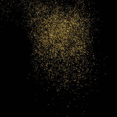 Altın glitter doku siyah izole. Amber parçacıklar renk. Kutlama arka plan. Altın patlama konfeti. Vektör çizim, eps 10.