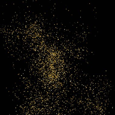 Altın glitter doku siyah izole. Amber parçacıklar renk. Kutlama arka plan. Altın patlama konfeti. Vektör çizim, eps 10.
