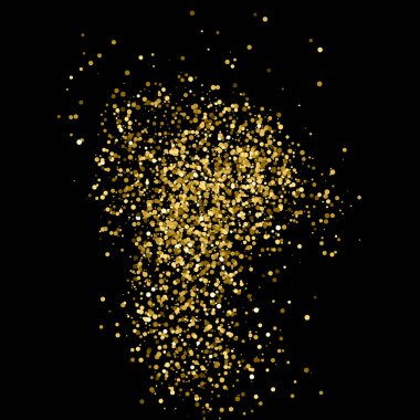 Altın glitter doku siyah izole. Amber parçacıklar renk. Kutlama arka plan. Altın patlama konfeti. Vektör çizim, eps 10.