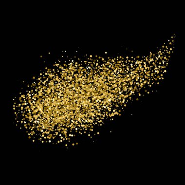 Altın glitter doku siyah izole. Amber parçacıklar renk. Kutlama arka plan. Altın patlama konfeti. Vektör çizim, eps 10.