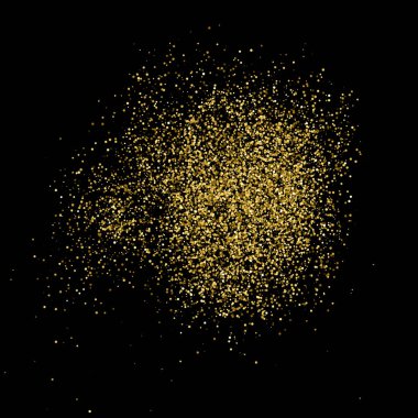 Altın glitter doku siyah izole. Amber parçacıklar renk. Kutlama arka plan. Altın patlama konfeti. Vektör çizim, eps 10.