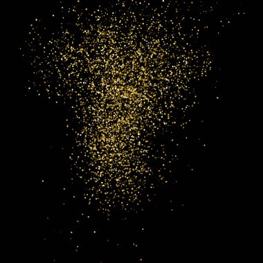 Altın glitter doku siyah izole. Amber parçacıklar renk. Kutlama arka plan. Altın patlama konfeti. Vektör çizim, eps 10.