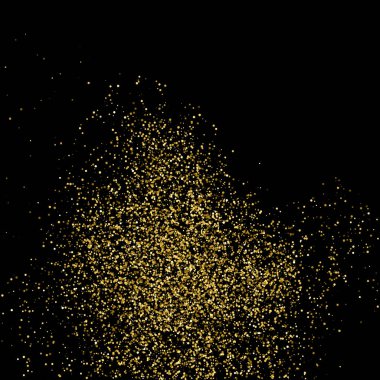 Altın glitter doku siyah izole. Amber parçacıklar renk. Kutlama arka plan. Altın patlama konfeti. Vektör çizim, eps 10.