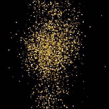 Altın glitter doku siyah izole. Amber parçacıklar renk. Kutlama arka plan. Altın patlama konfeti. Vektör çizim, eps 10.
