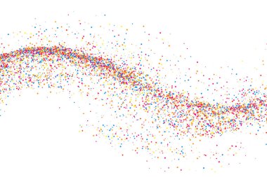Renkli konfeti patlaması. Beyaz arkaplanda izole edilmiş tahıllı, çok renkli doku. Düz tasarım elemanı. Vektör illüstrasyonuName.